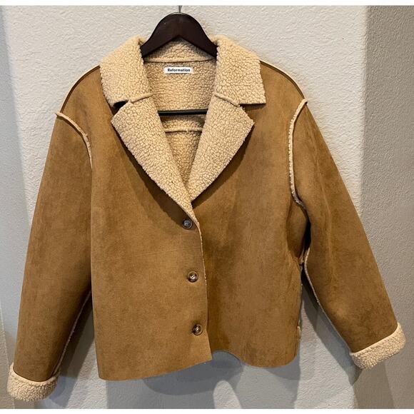 Reformation Stoke Suede Faux-Shearling Coat Size XL - Picture 9 of 9